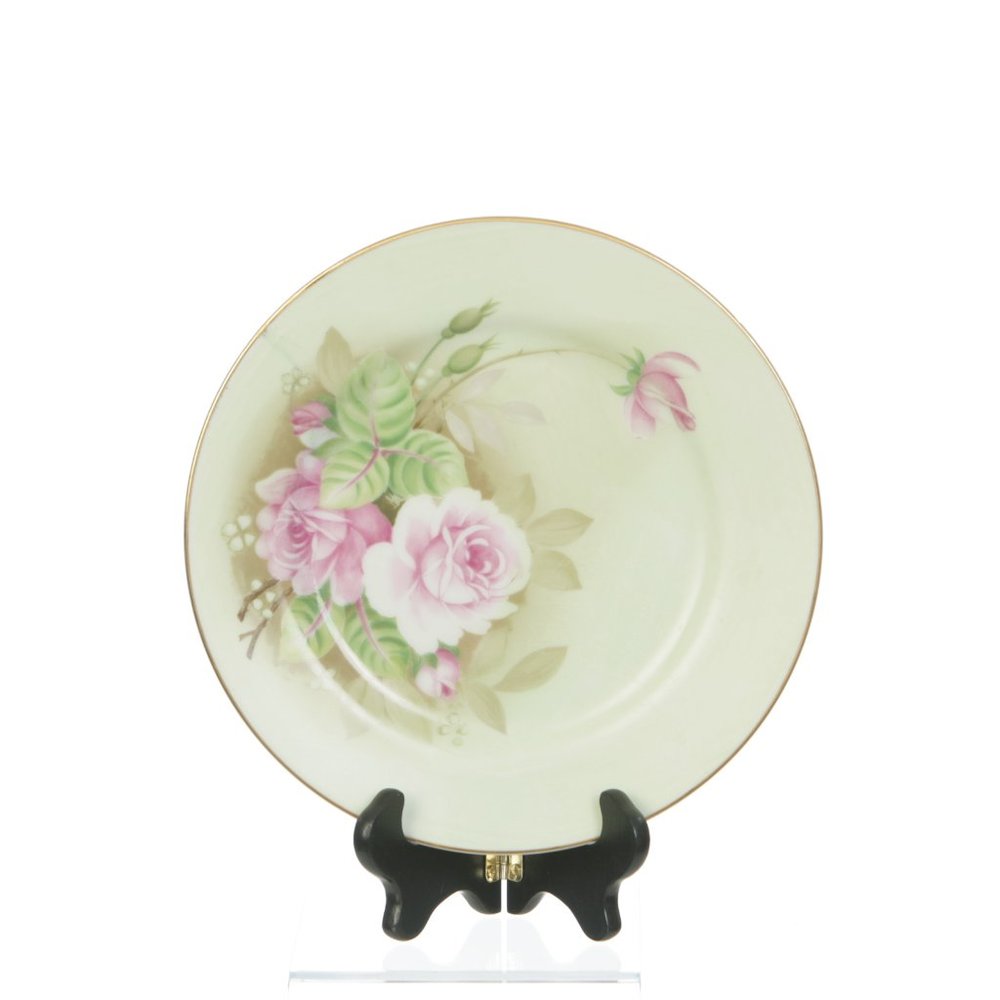 Vintage Lefton Heritage Rose Small Plate Signed 7 1/4 inches wide - Picture 3 of 5